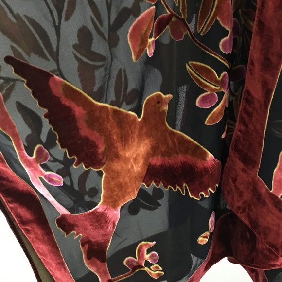 Duster cover velvet with bird motif one size - Picture 2 of 11